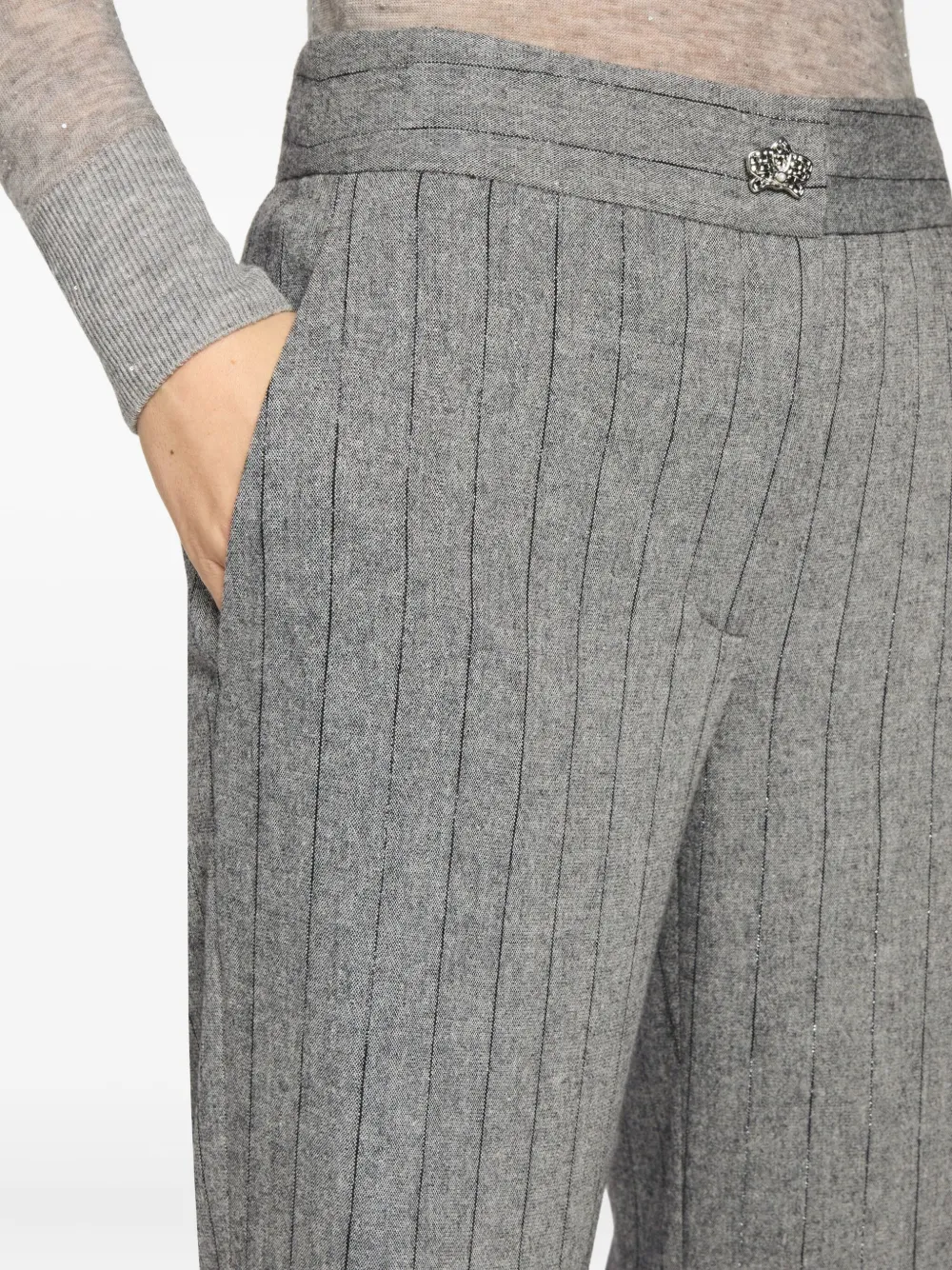 Genny Gestreepte broek Grijs