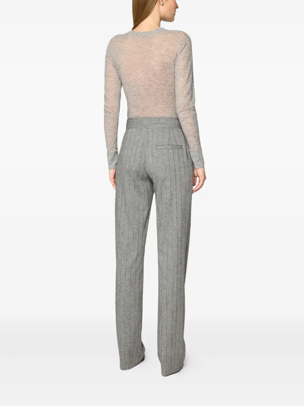 Genny Gestreepte broek Grijs