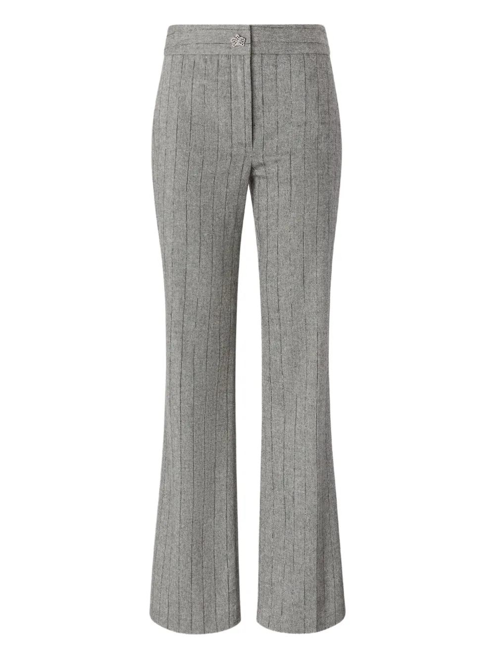 Genny stripe-pattern trousers - グレー Genny stripe-pattern trousers - グレー
