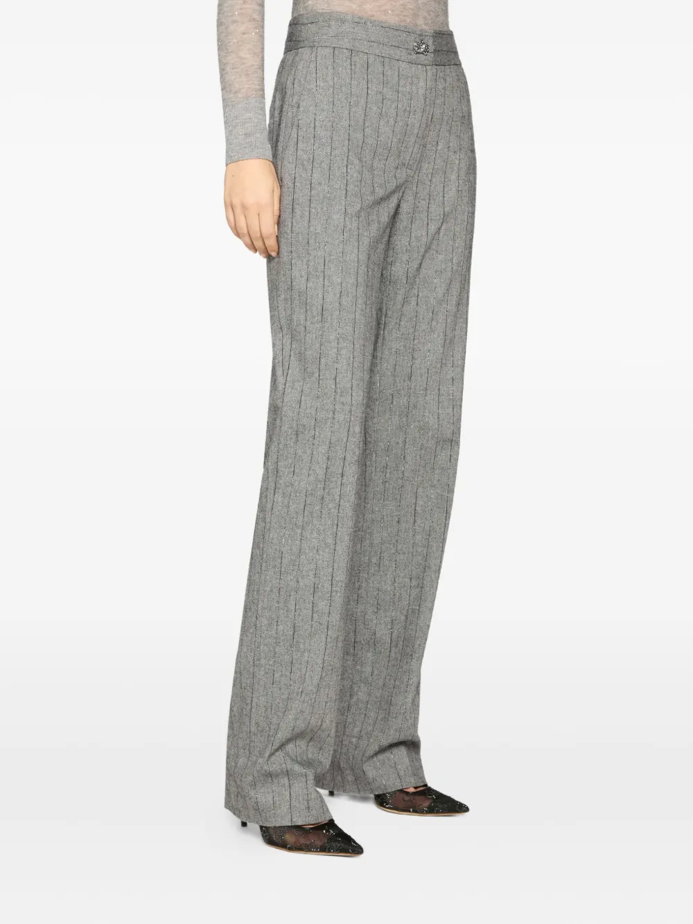 Genny Gestreepte broek Grijs