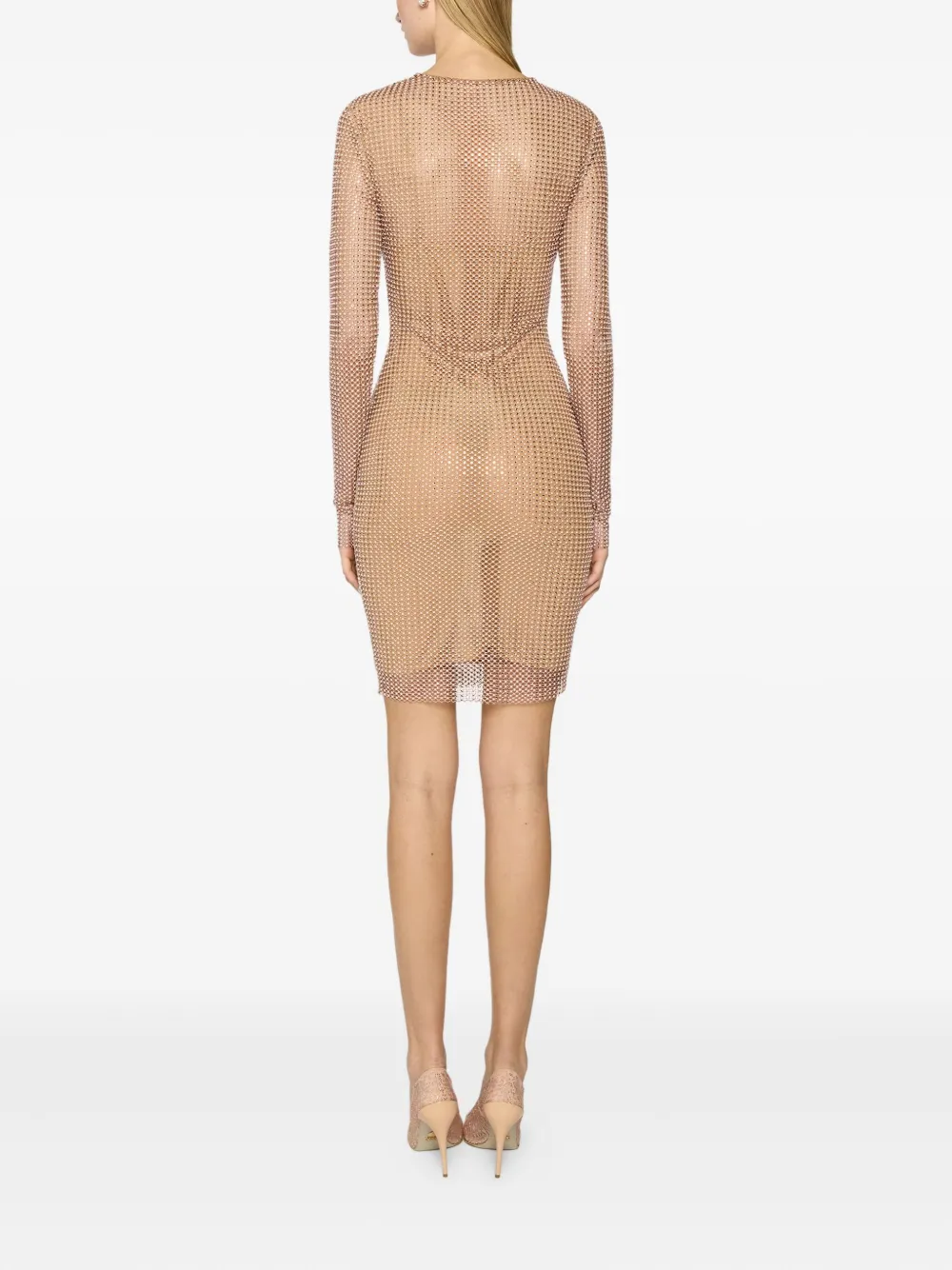 Genny Embellished Mesh Dress In Brown
