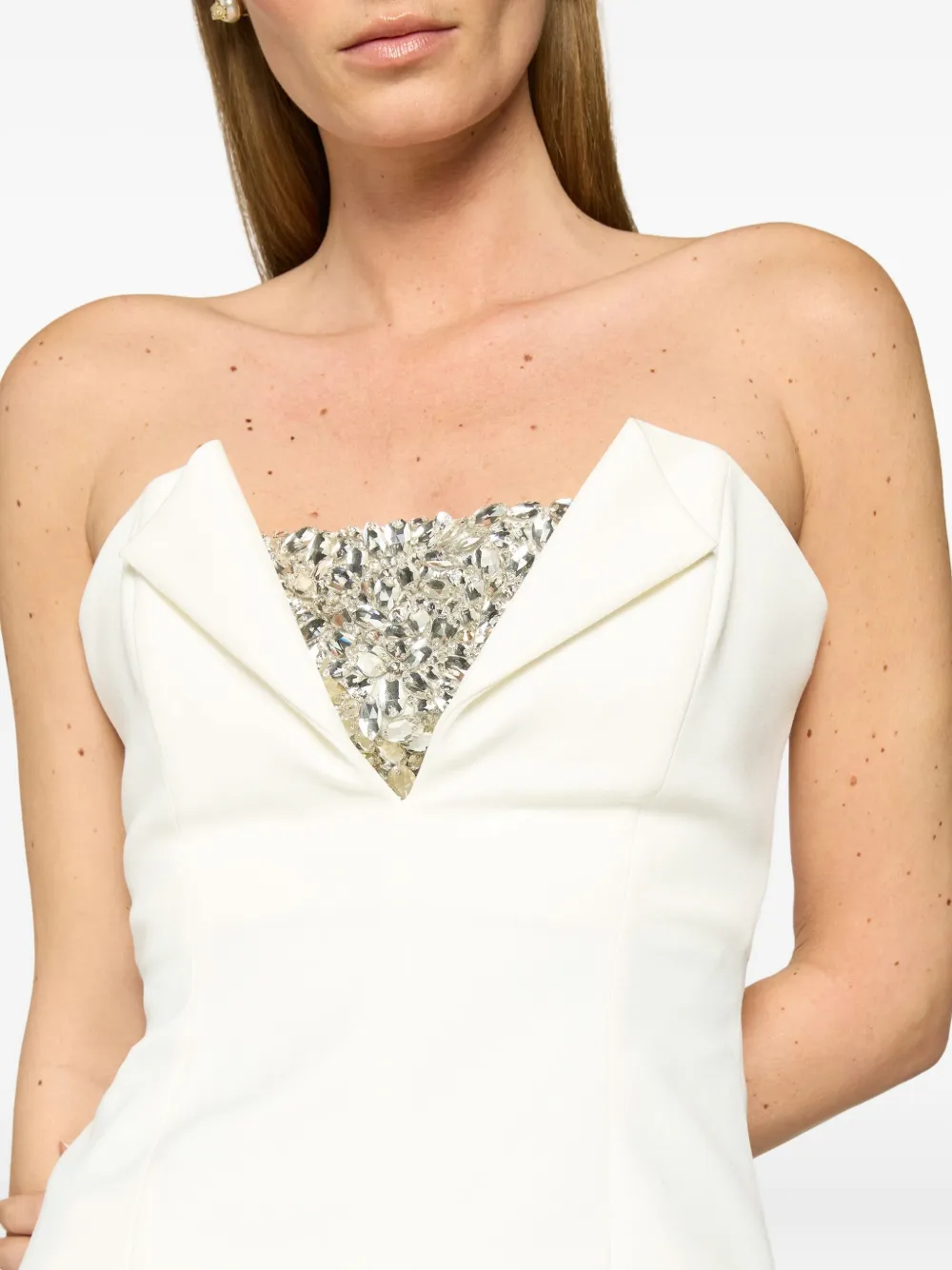 Genny Crystal-embellished Strapless Top In White
