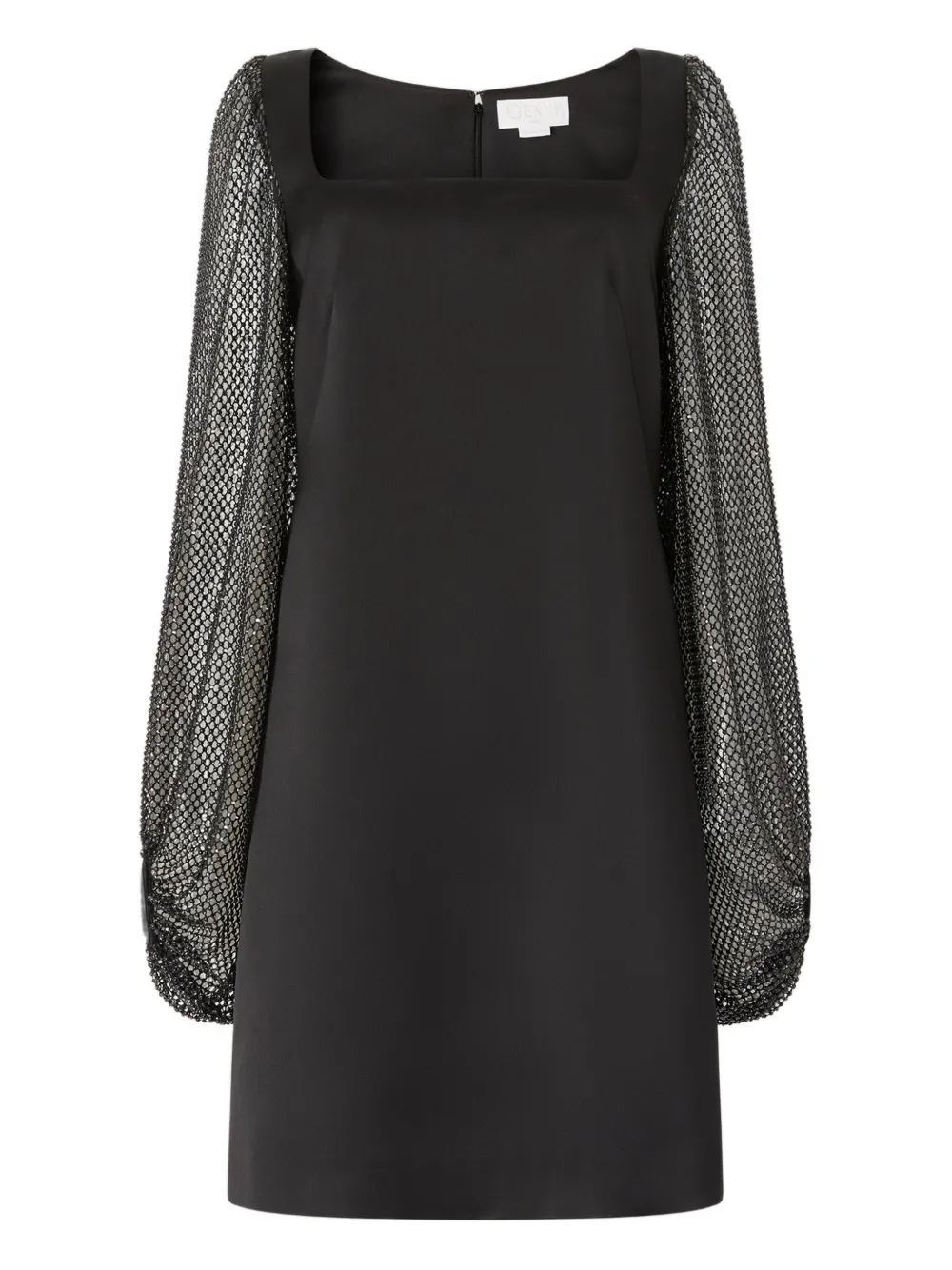 Genny square-neck embellished-sleeves mini dress | Black | Image 1