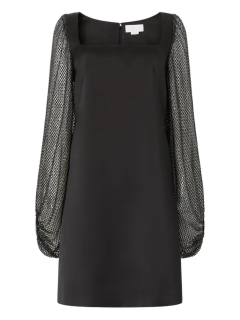 Genny square-neck embellished-sleeves mini dress