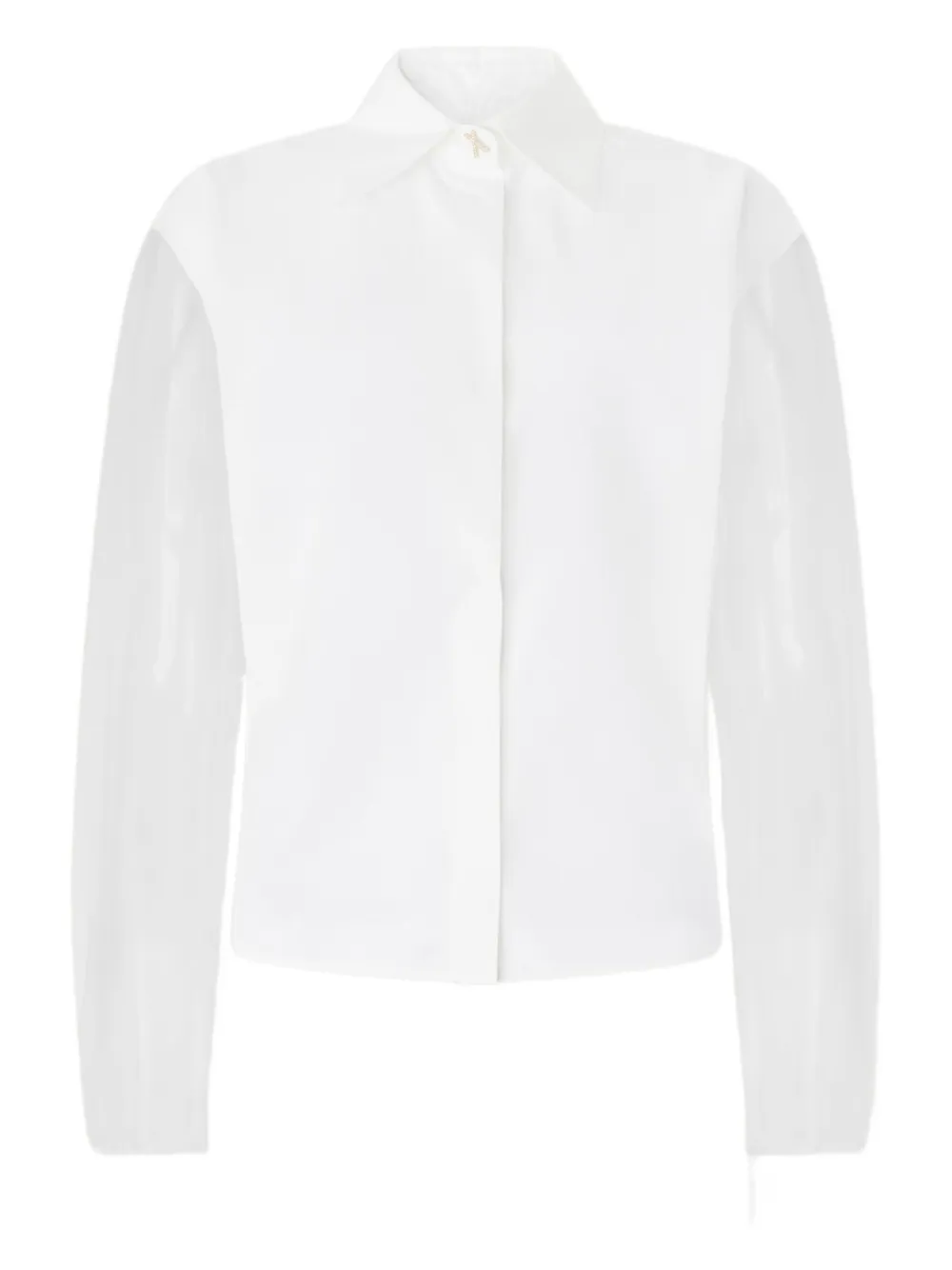 Genny Organza-sleeve Shirt In White