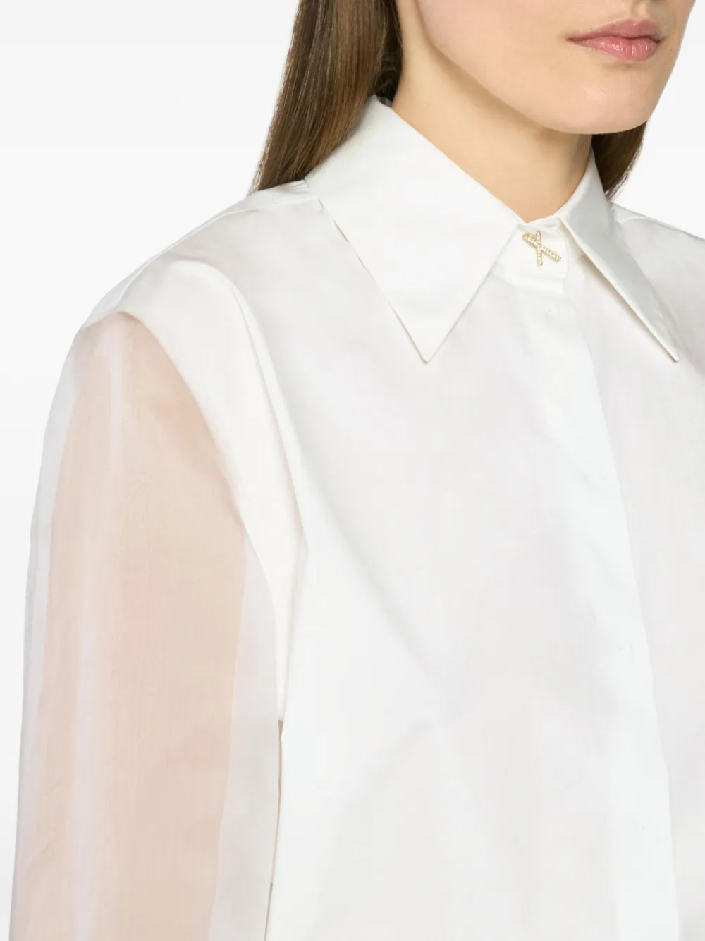 Genny Organza-sleeve Shirt In White