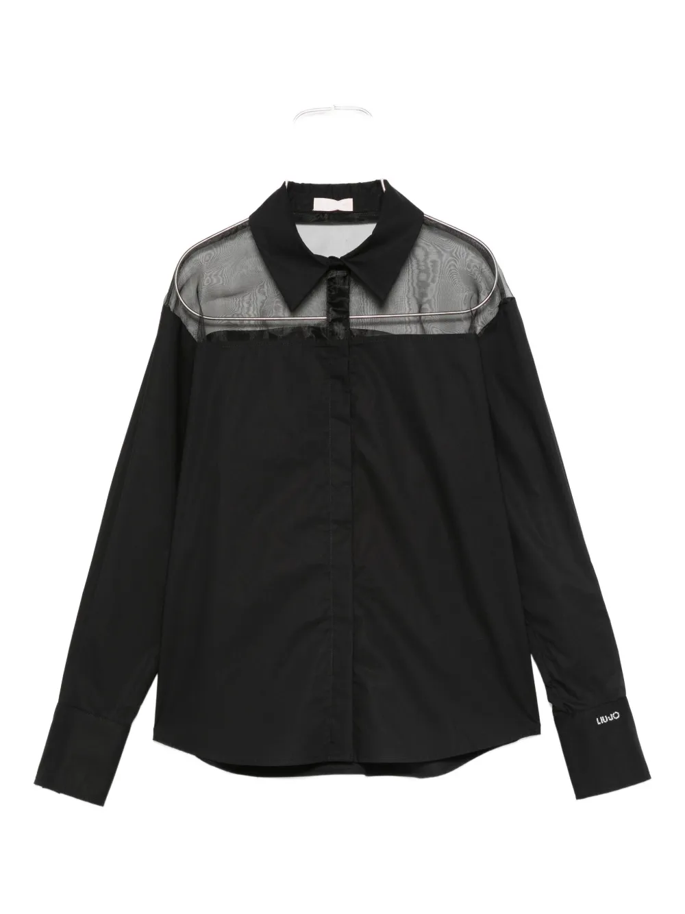 Liu •jo Sheer-panelled Shirt In Black