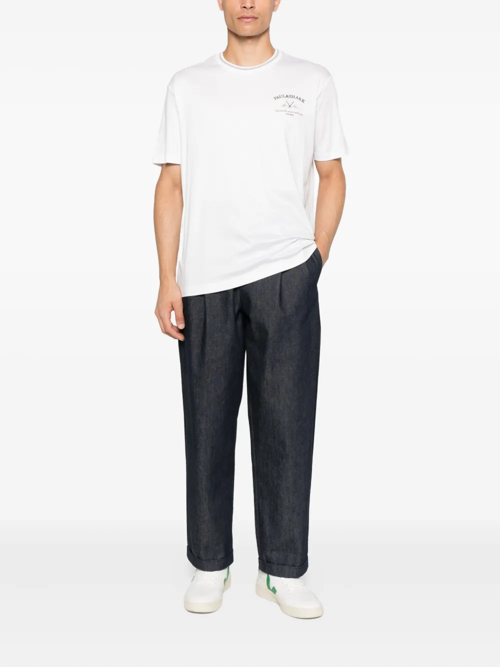 Paul & Shark T-shirt met geborduurd logo Wit