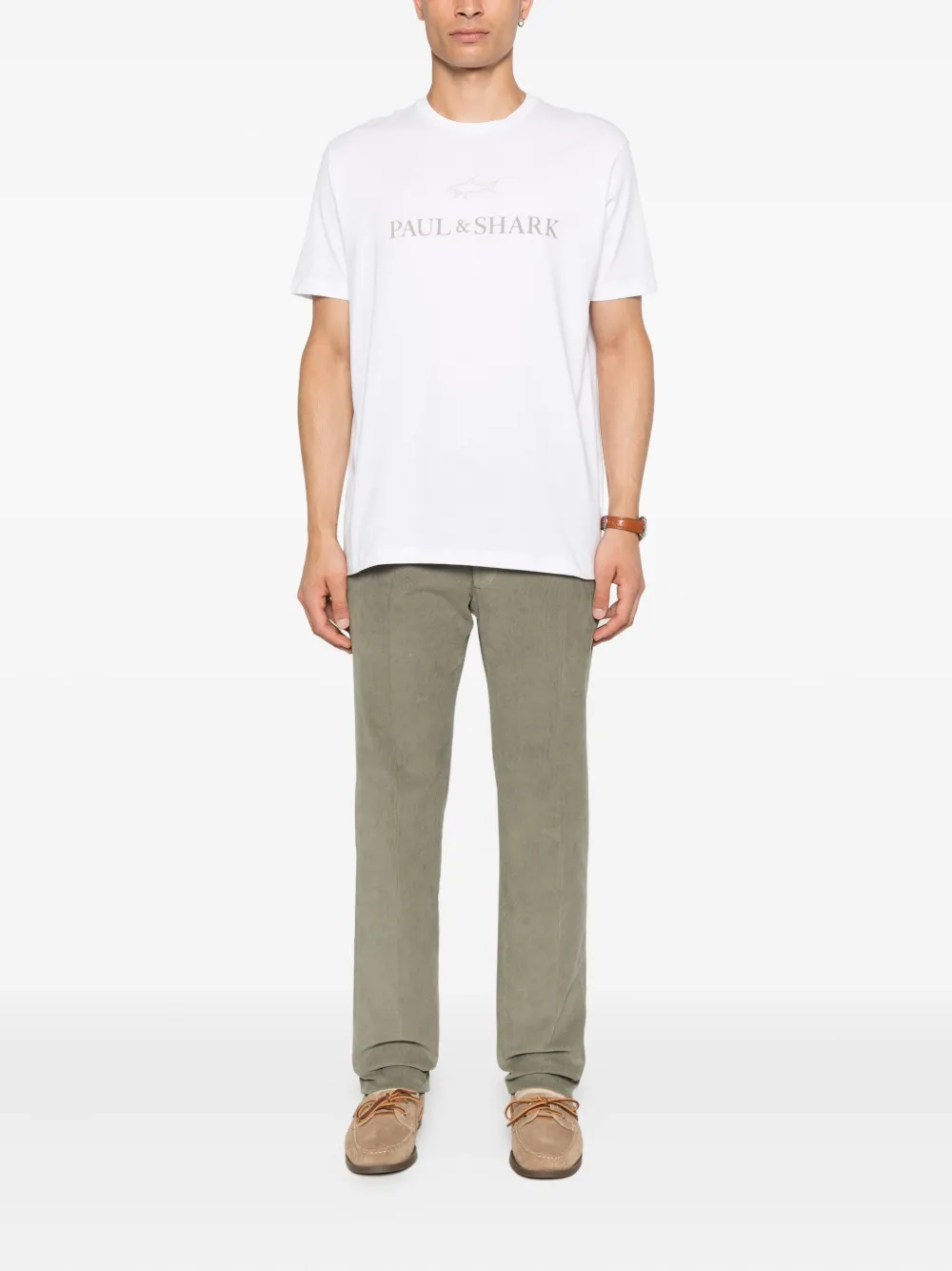 Paul & Shark Katoenen T-shirt met logoprint Wit