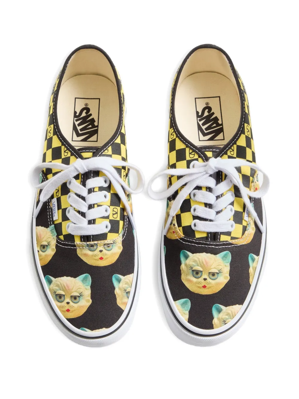 Valentino Garavani x Vans VLogo Checkerboard en Le Chat de la Maison low-top sneakers met print Zwart