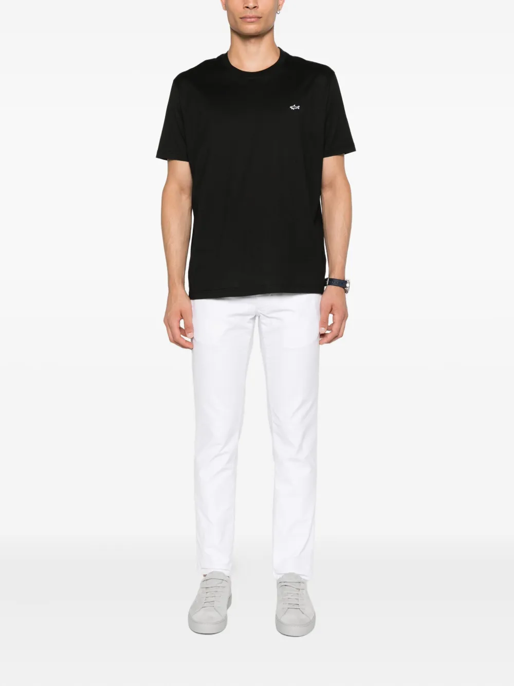 Paul & Shark Katoenen T-shirt met haaidetail Zwart