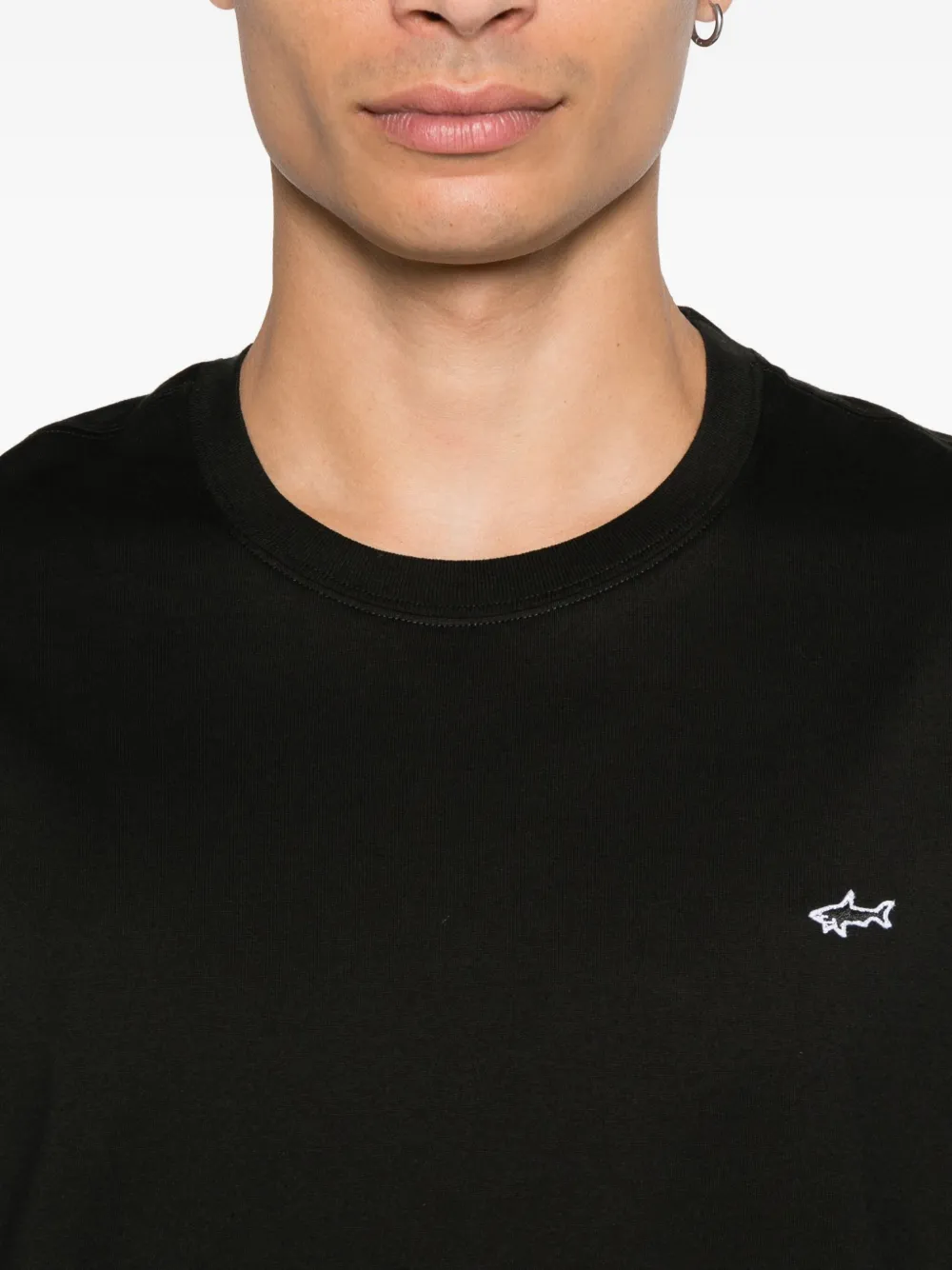 Paul & Shark Katoenen T-shirt met haaidetail Zwart