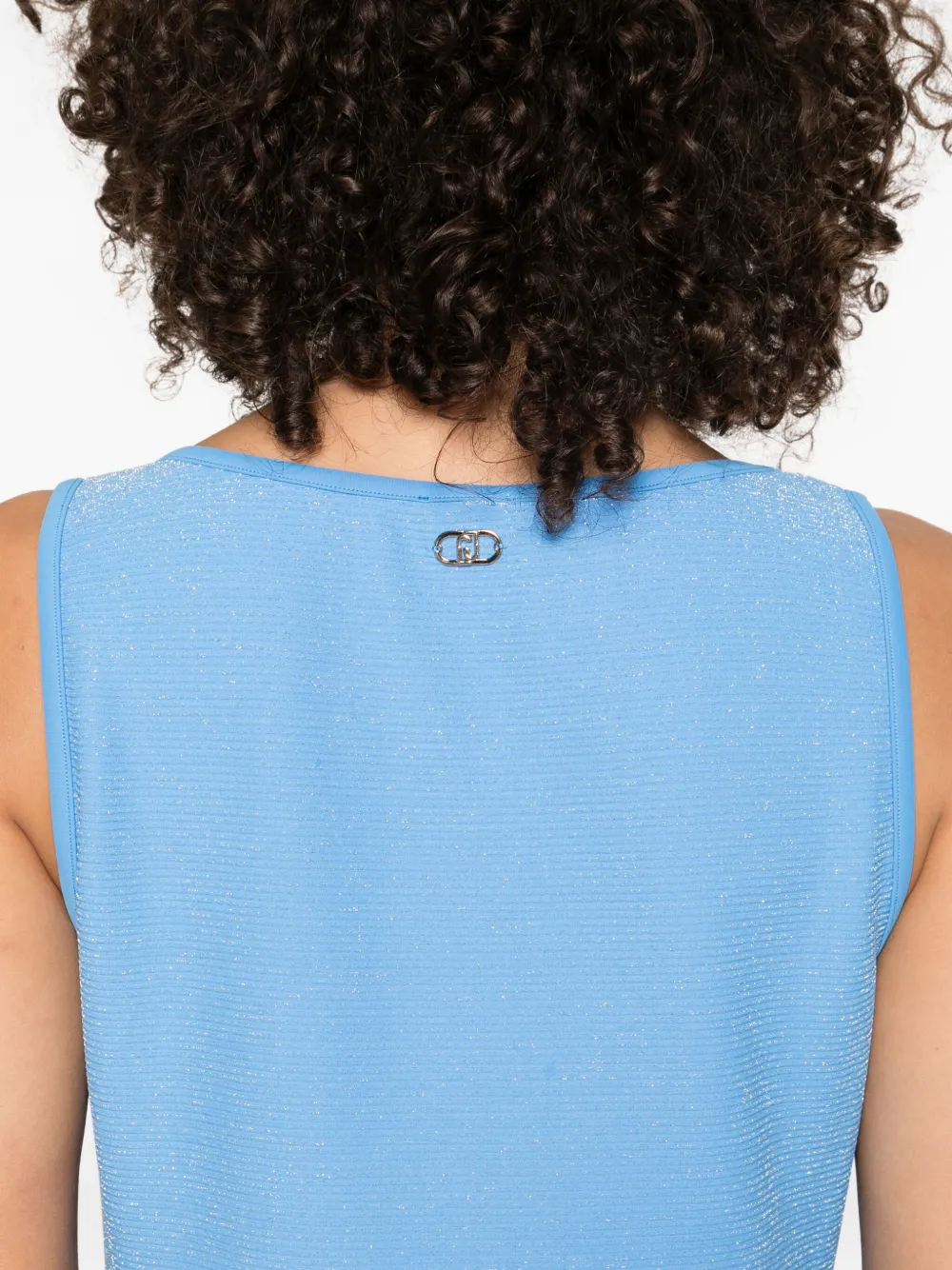 LIU JO Lurex sleeveless midi dress Blauw