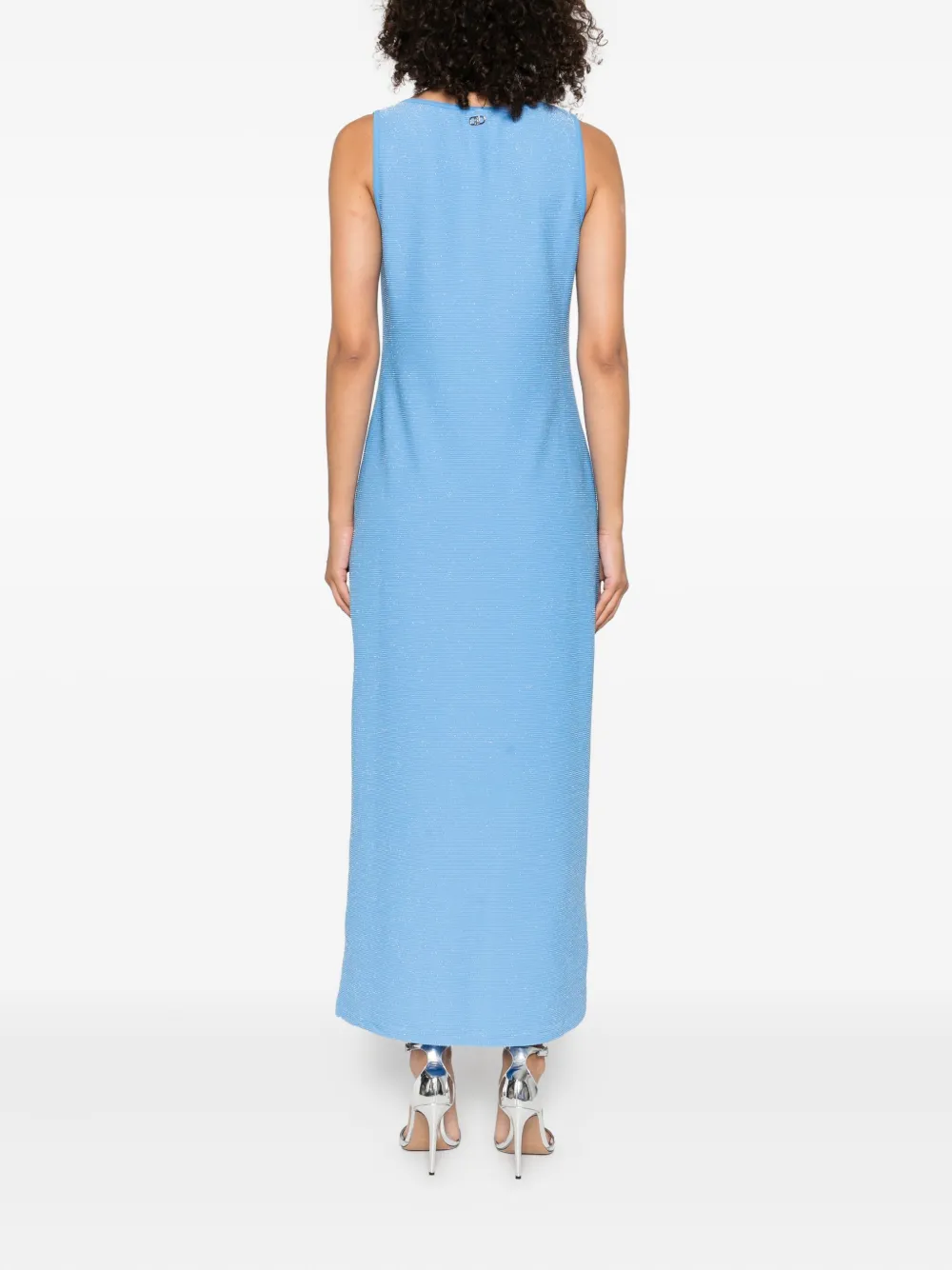 LIU JO Lurex sleeveless midi dress Blauw