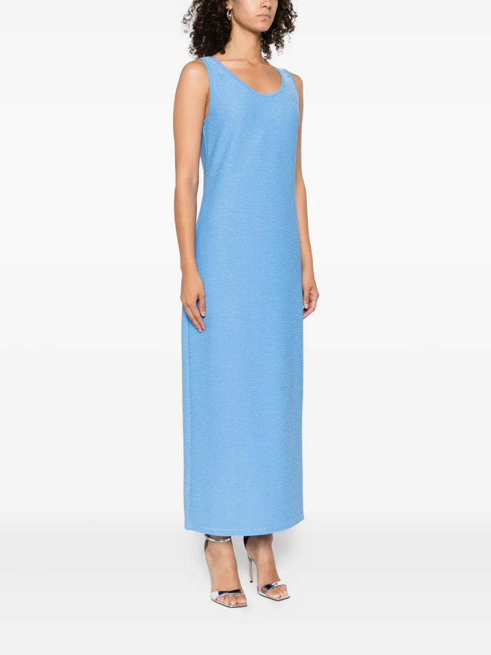 LIU JO Lurex sleeveless midi dress Blauw