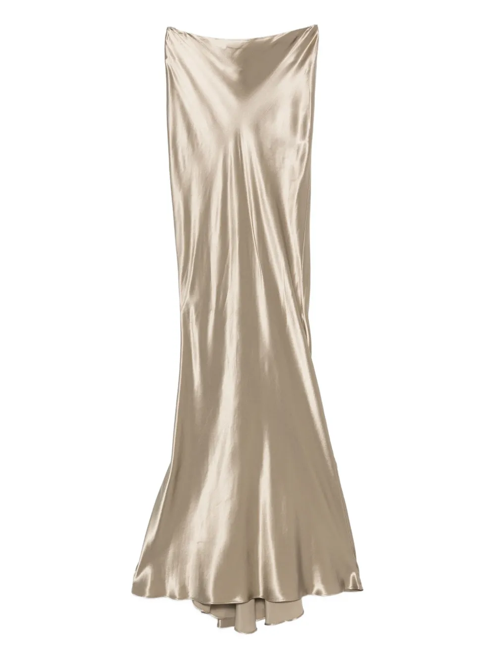 The Andamane Nemesia Satin Bias-cut Maxi Skirt In Gold