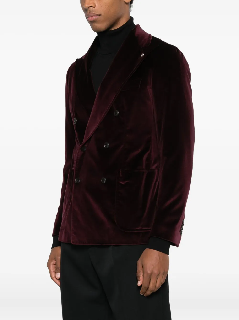 Tagliatore Fluwelen blazer met dubbele rij knopen Paars