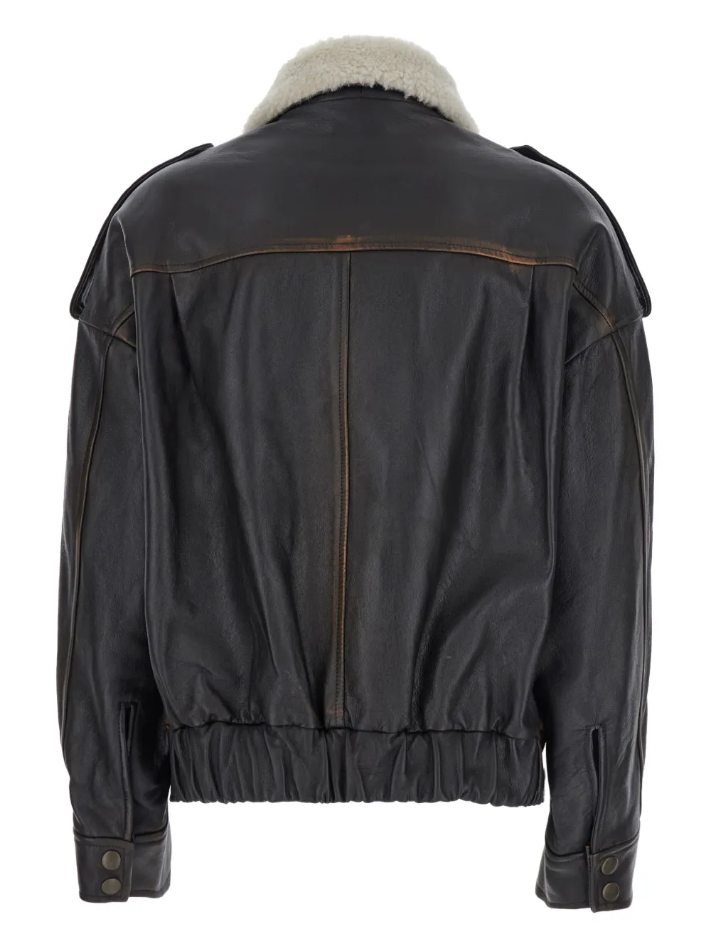 Semicouture shearling-collar leather jacket Bruin