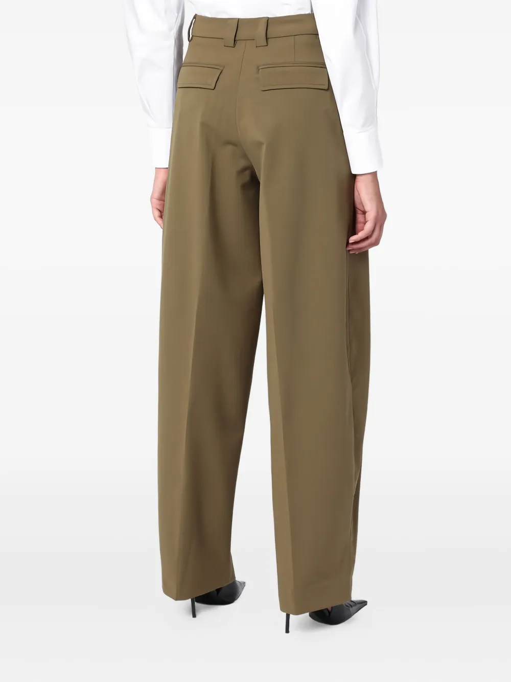 The Latest Thelatest Taupe Wool Blend Trousers In Green
