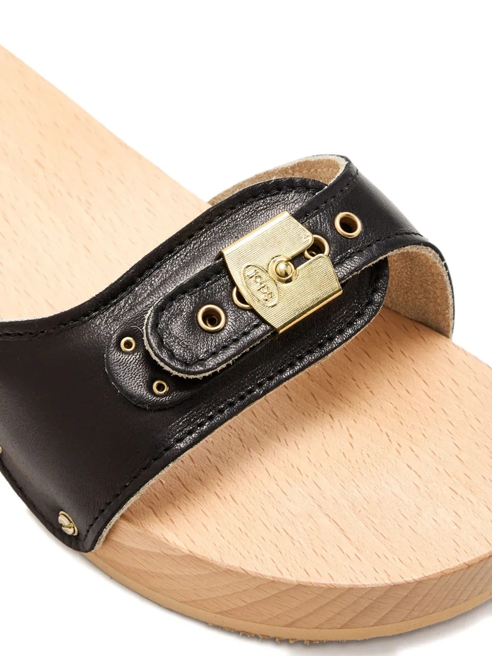 Scholl 40 mm houten sandalen met gespsluiting Zwart