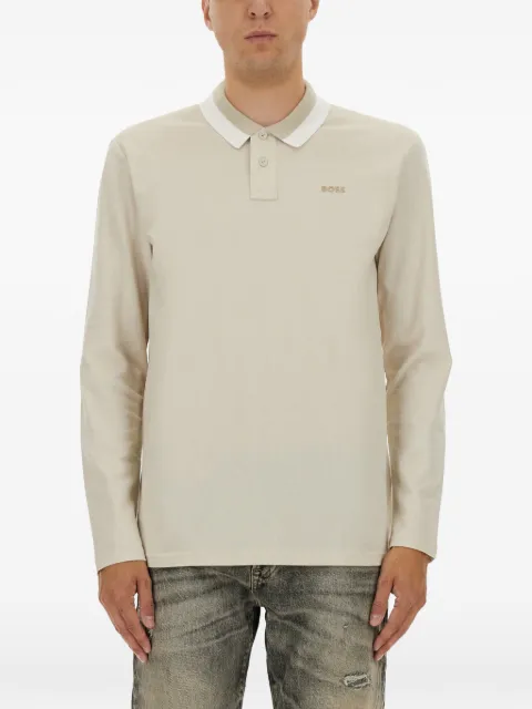 BOSS Pique poloshirt met lange mouwen