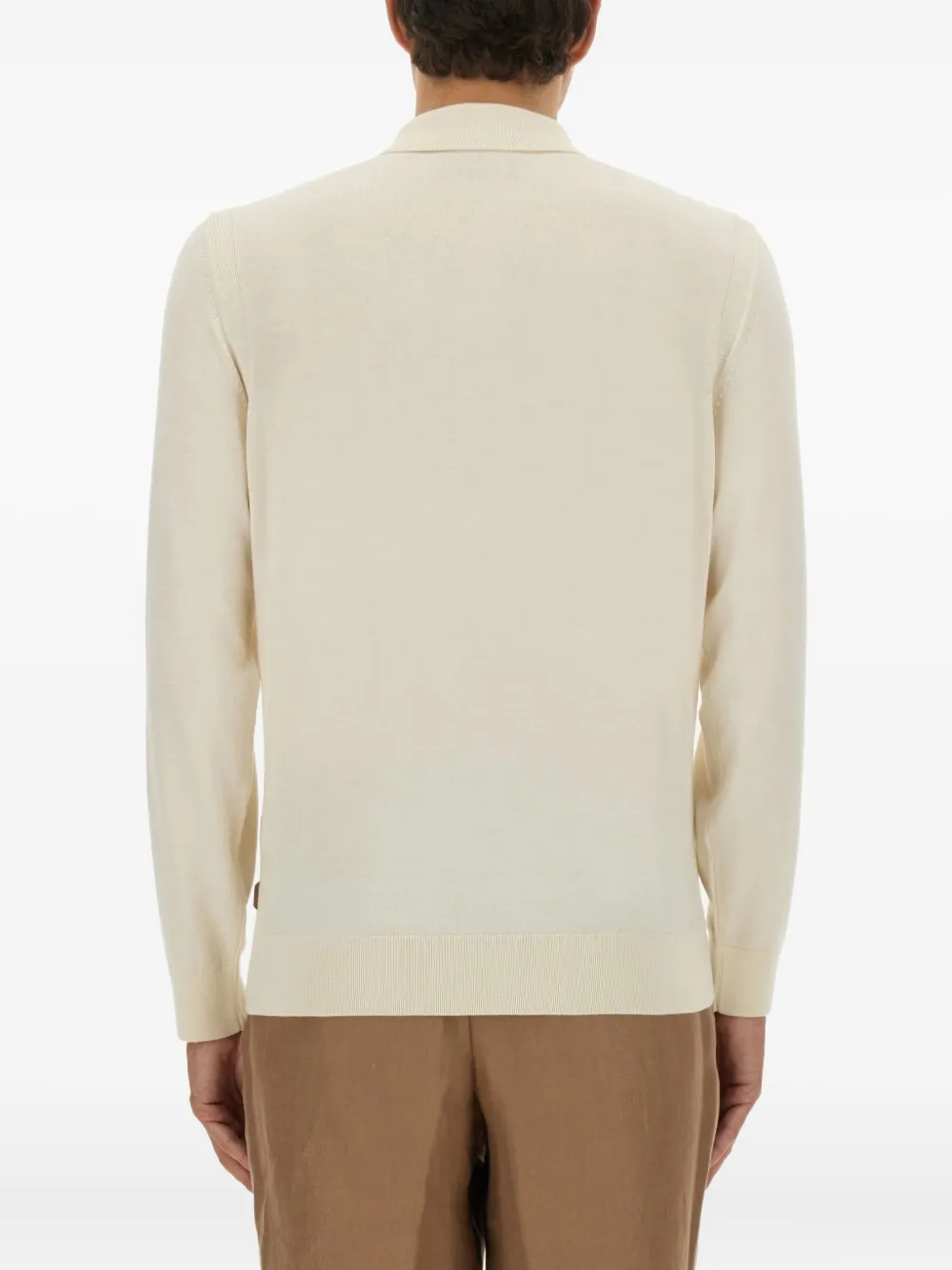 BOSS Poloshirt met lange mouwen Beige