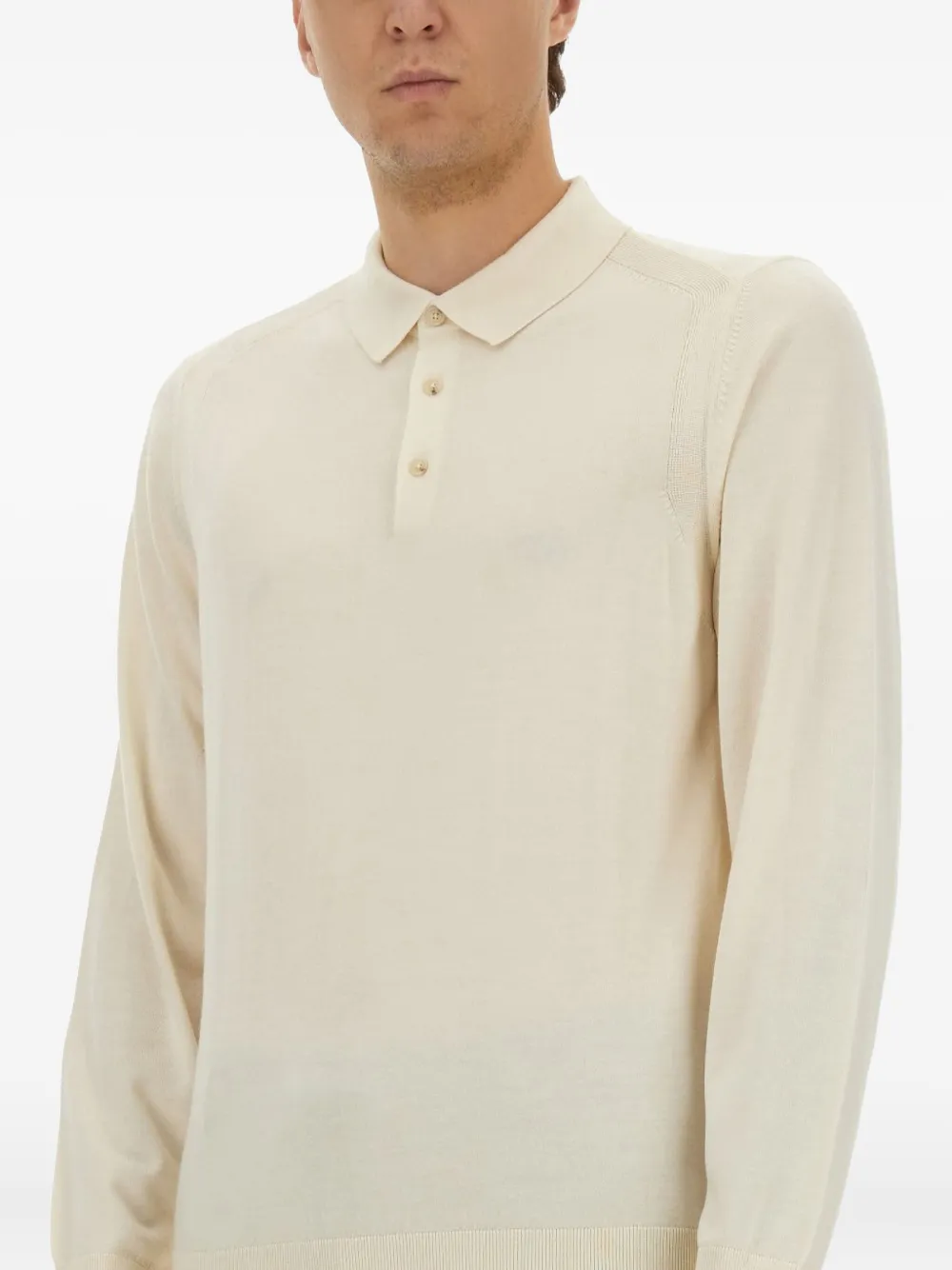 BOSS Poloshirt met lange mouwen Beige