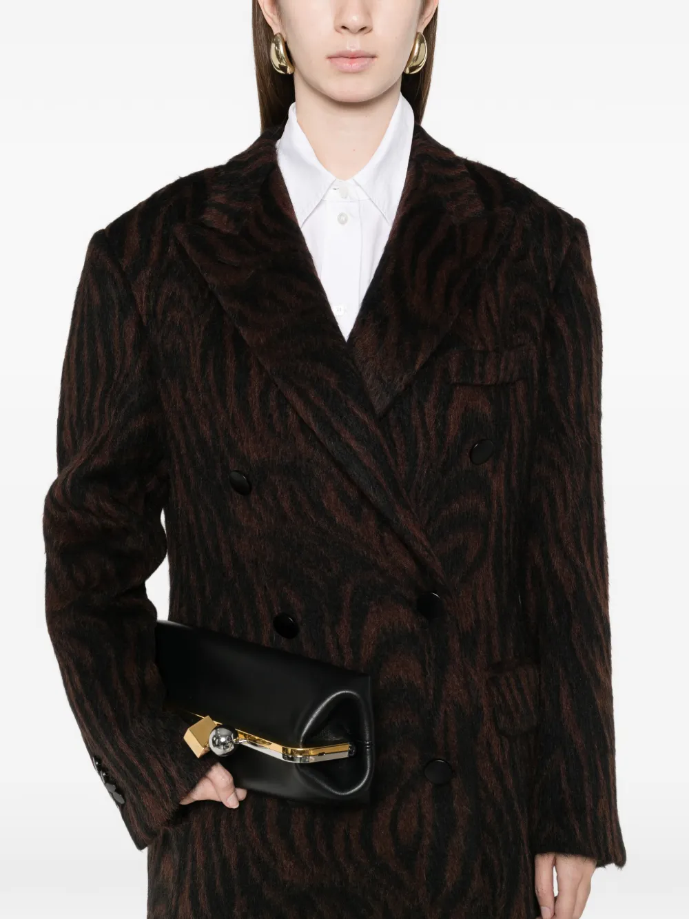 Tagliatore Double-breasted Patterned Coat In Brown