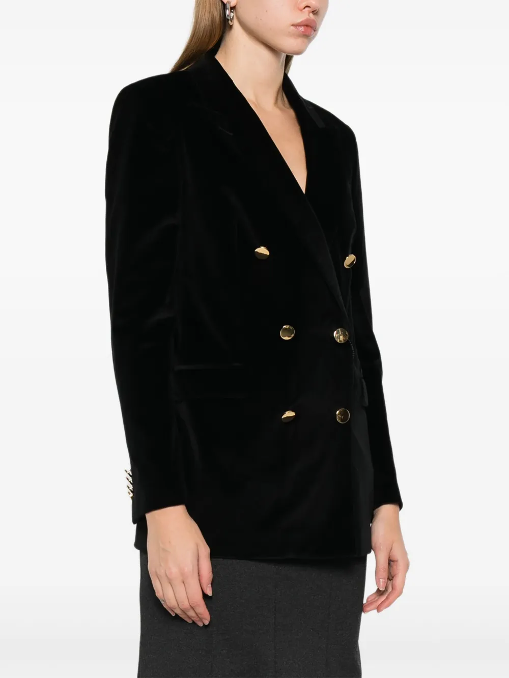 Tagliatore Fluwelen blazer met dubbele rij knopen Zwart