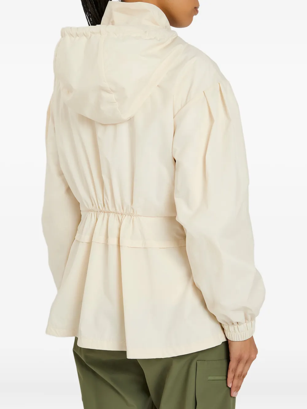 Moncler pleated hooded jacket Beige