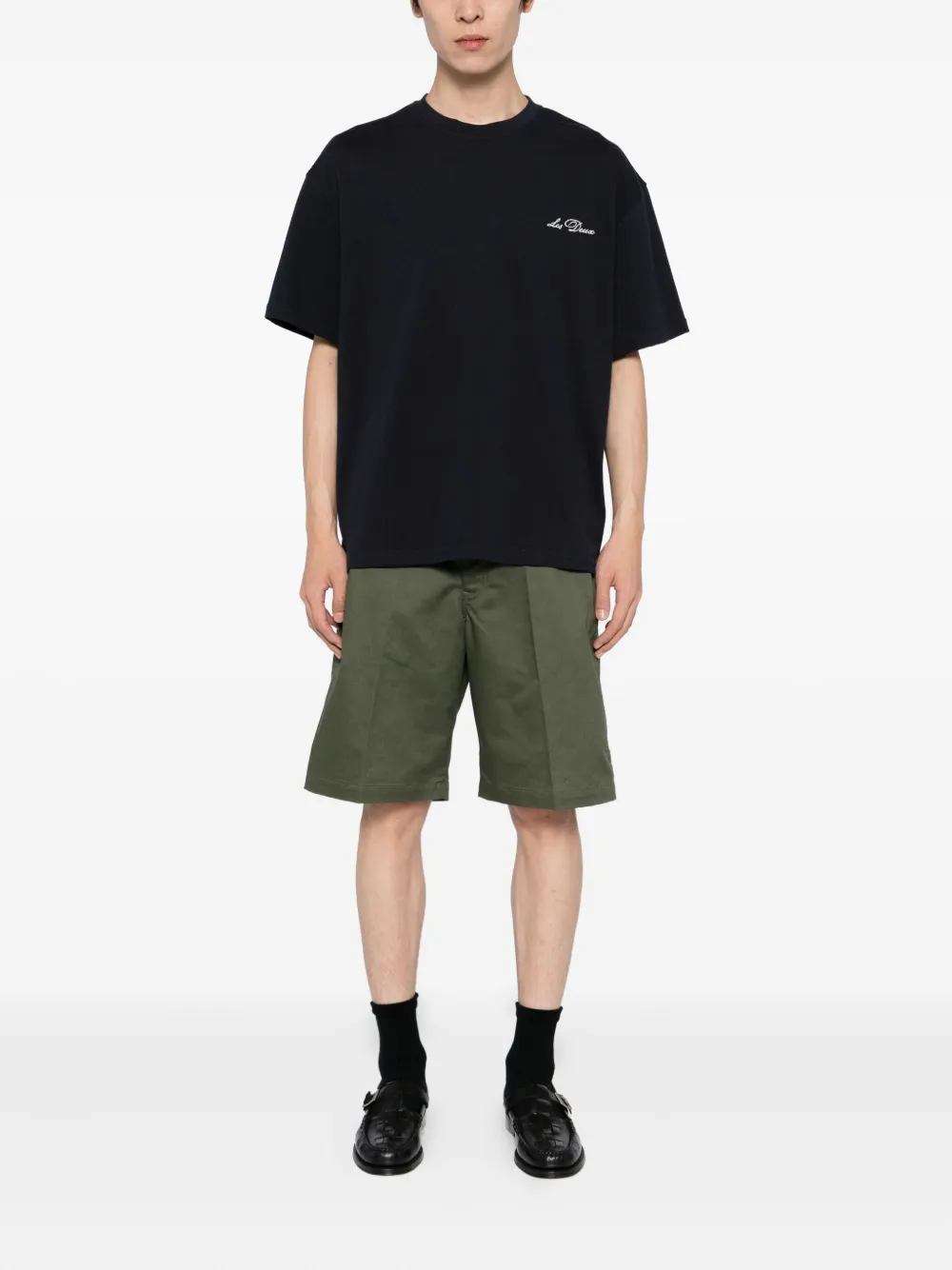 Les Deux logo-embroidered T-shirt - Blauw