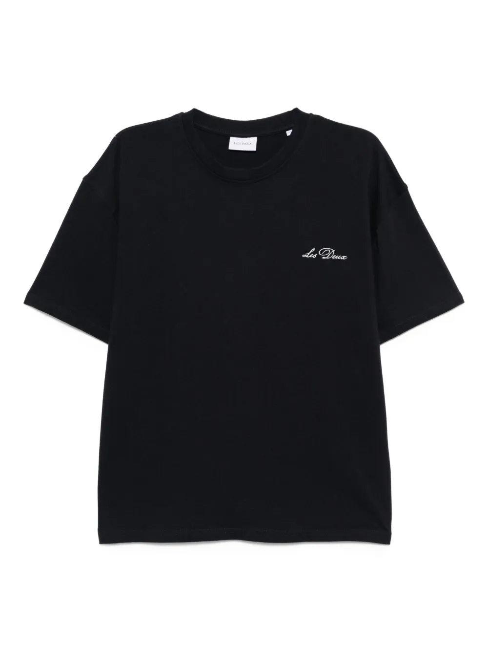 Les Deux T-shirt met geborduurd logo Blauw
