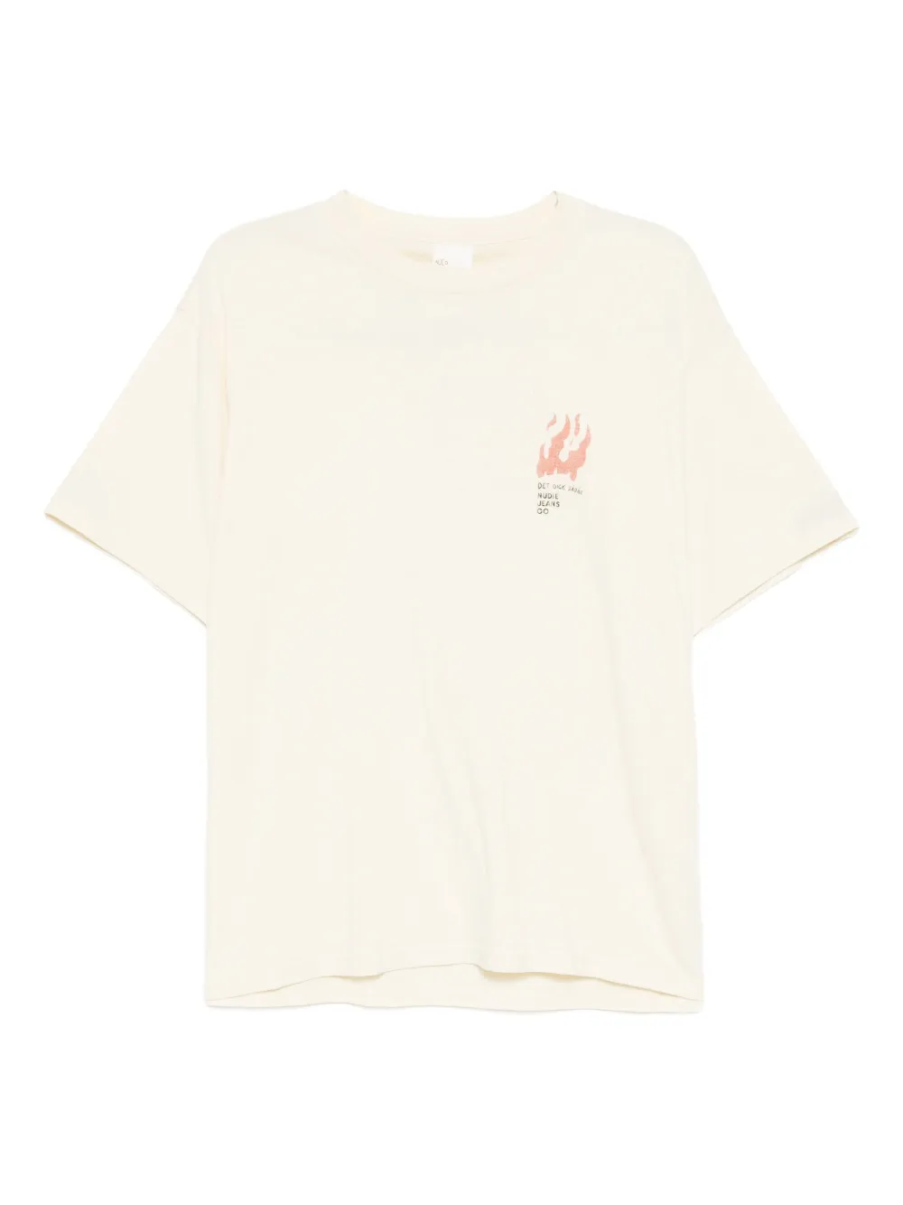 Nudie Jeans T-shirt met grafische print Beige