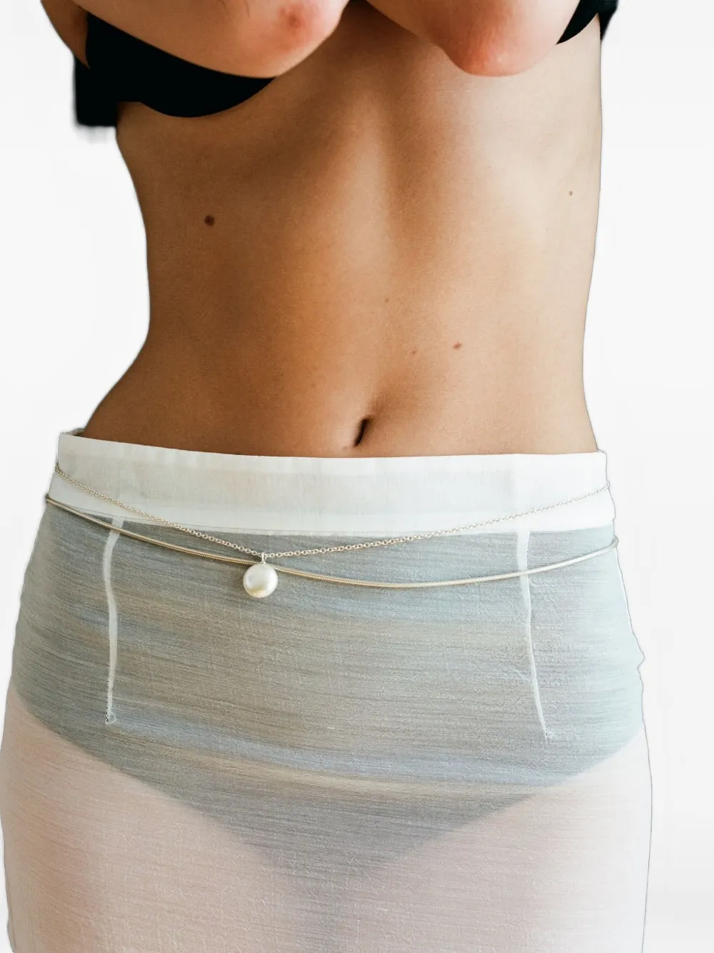 Sapir Bachar Pearl Double-chain Belt In Metallic