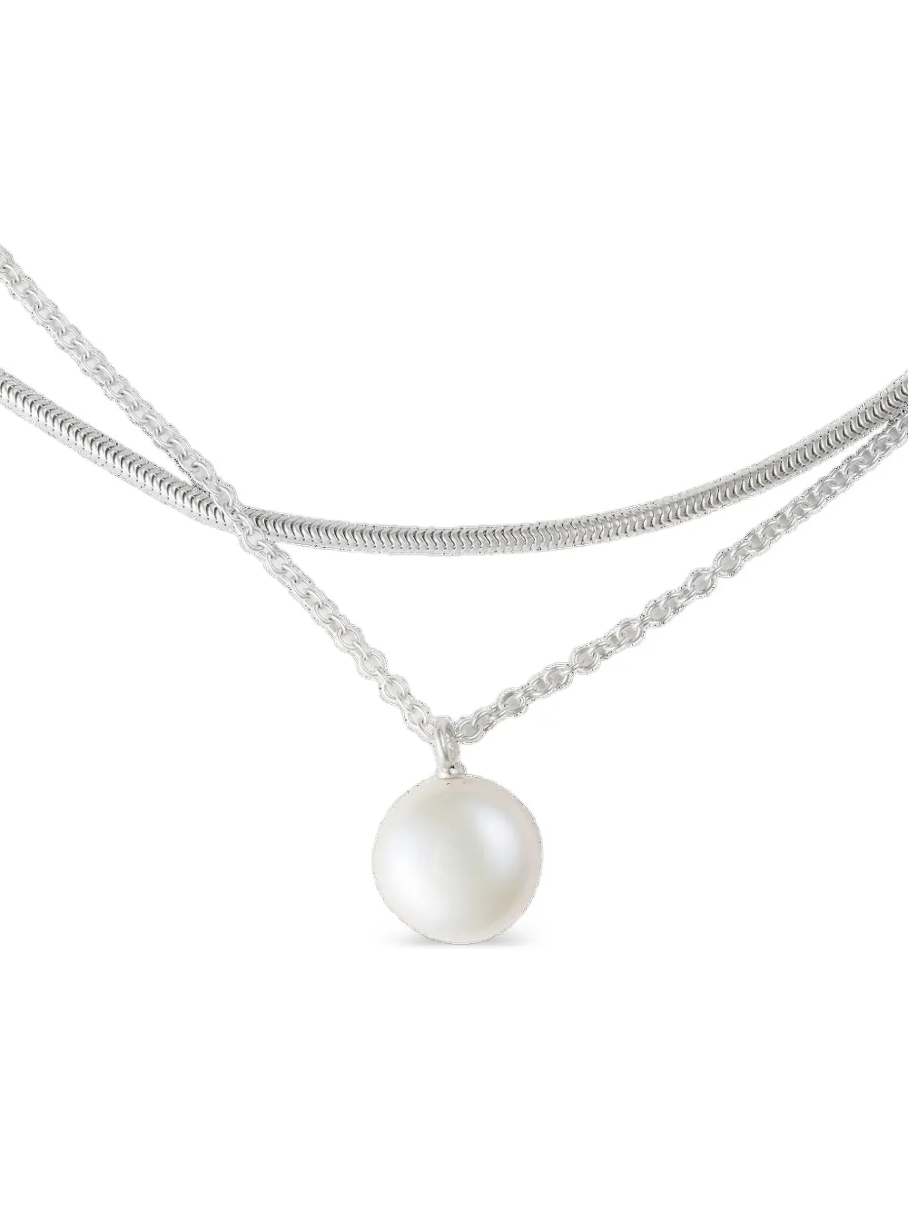 Sapir Bachar Riem met dubbele ketting en parel - Grijs