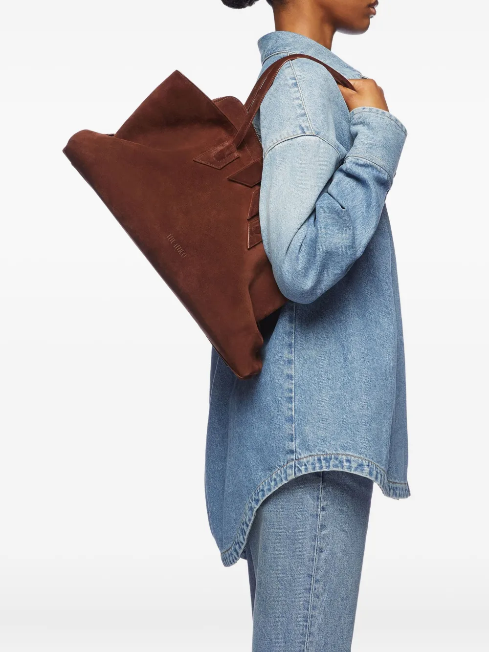 Attico Suede Zip-top Tote Bag In Brown