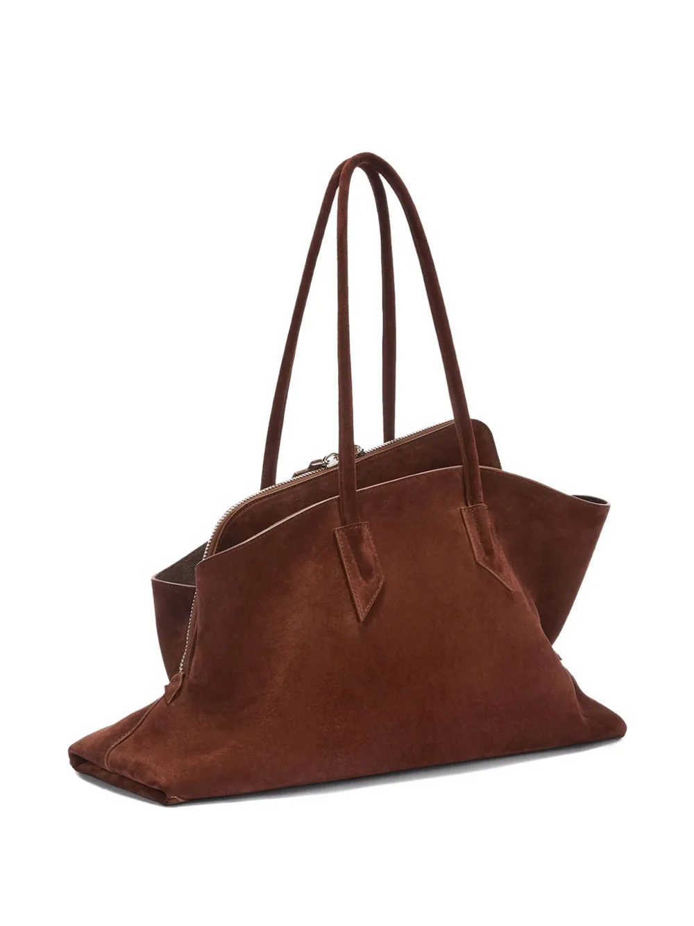 Attico Suede Zip-top Tote Bag In Brown