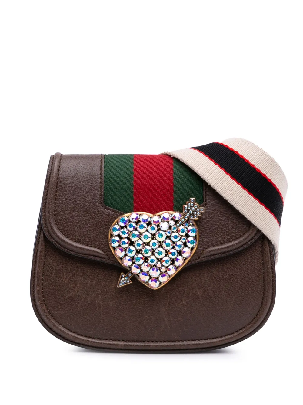 Gucci Pre-Owned 2016-2025 リネア トーテム クリスタル ハート ショルダーバッグ S - ブラウン Gucci Pre-Owned 2016-2025 リネア トーテム クリスタル ハート ショルダーバッグ S - ブラウン