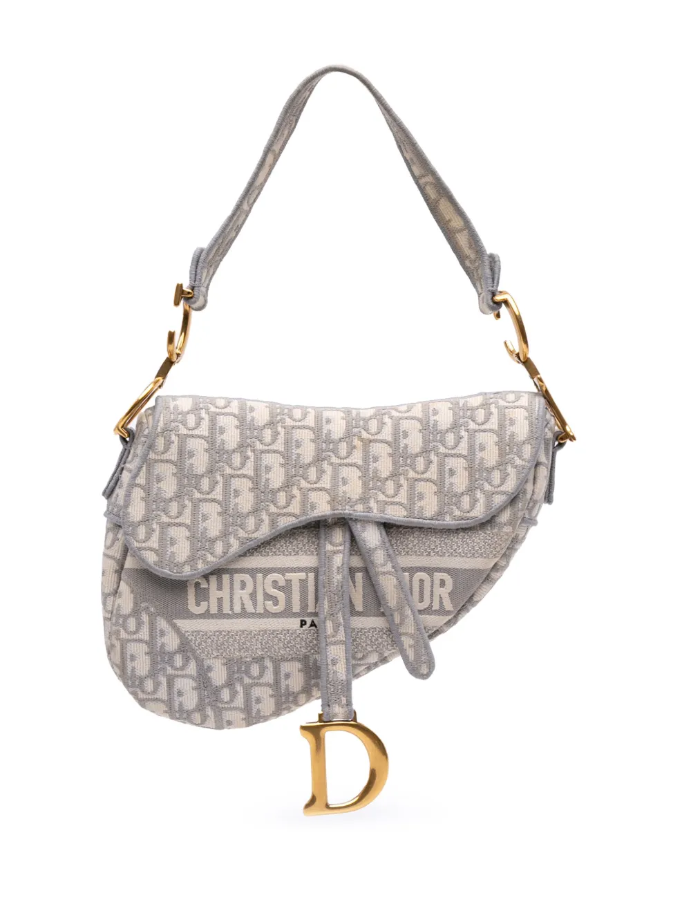 Christian Dior Pre-Owned 2020 Oblique Canvas Embroidered Saddle Bag Christian Dior Pre-Owned 2020 Oblique Canvas Embroidered Saddle Bag