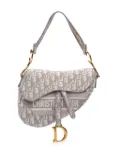 Christian Dior Pre-Owned 2020 Oblique Canvas Embroidered Saddle Bag shoulder bag - Grey
