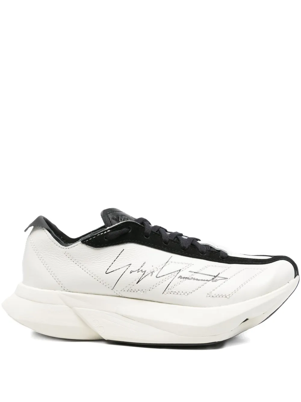 Y-3 Adios Pro signature-detail leather low-top sneakers ORB GREY BLACK