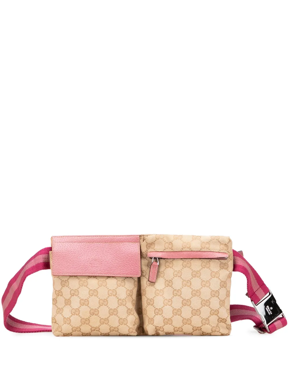 Gucci Pre-Owned 2000-2015 GG Canvas Web Double Pocket belt bag - ブラウン Gucci Pre-Owned 2000-2015 GG Canvas Web Double Pocket belt bag - ブラウン
