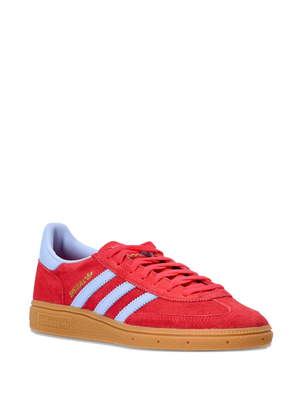 adidas Originals Handball Spezial three-stripe suede sneakers Red