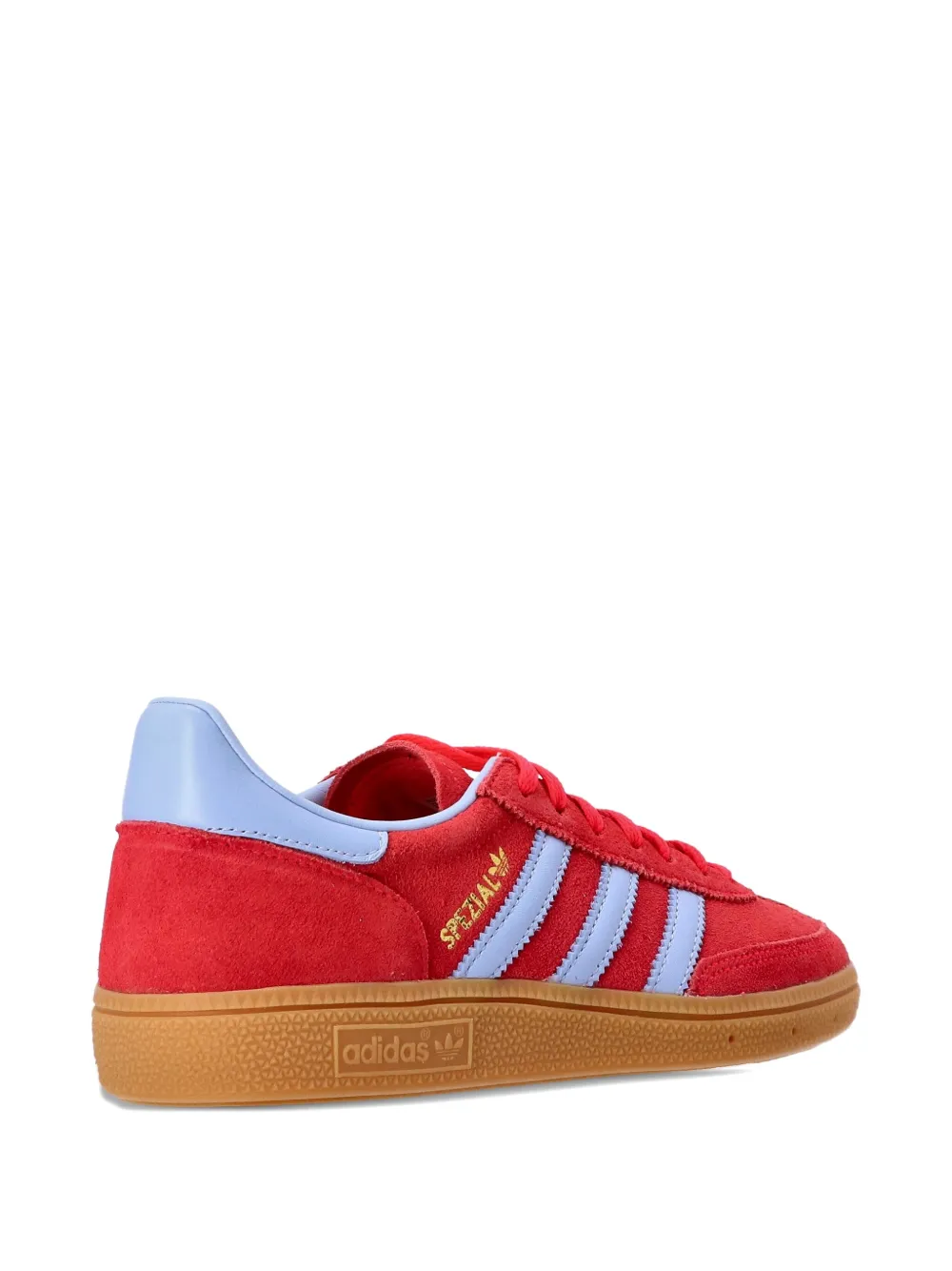 adidas Originals Handball Spezial three-stripe suede sneakers Red