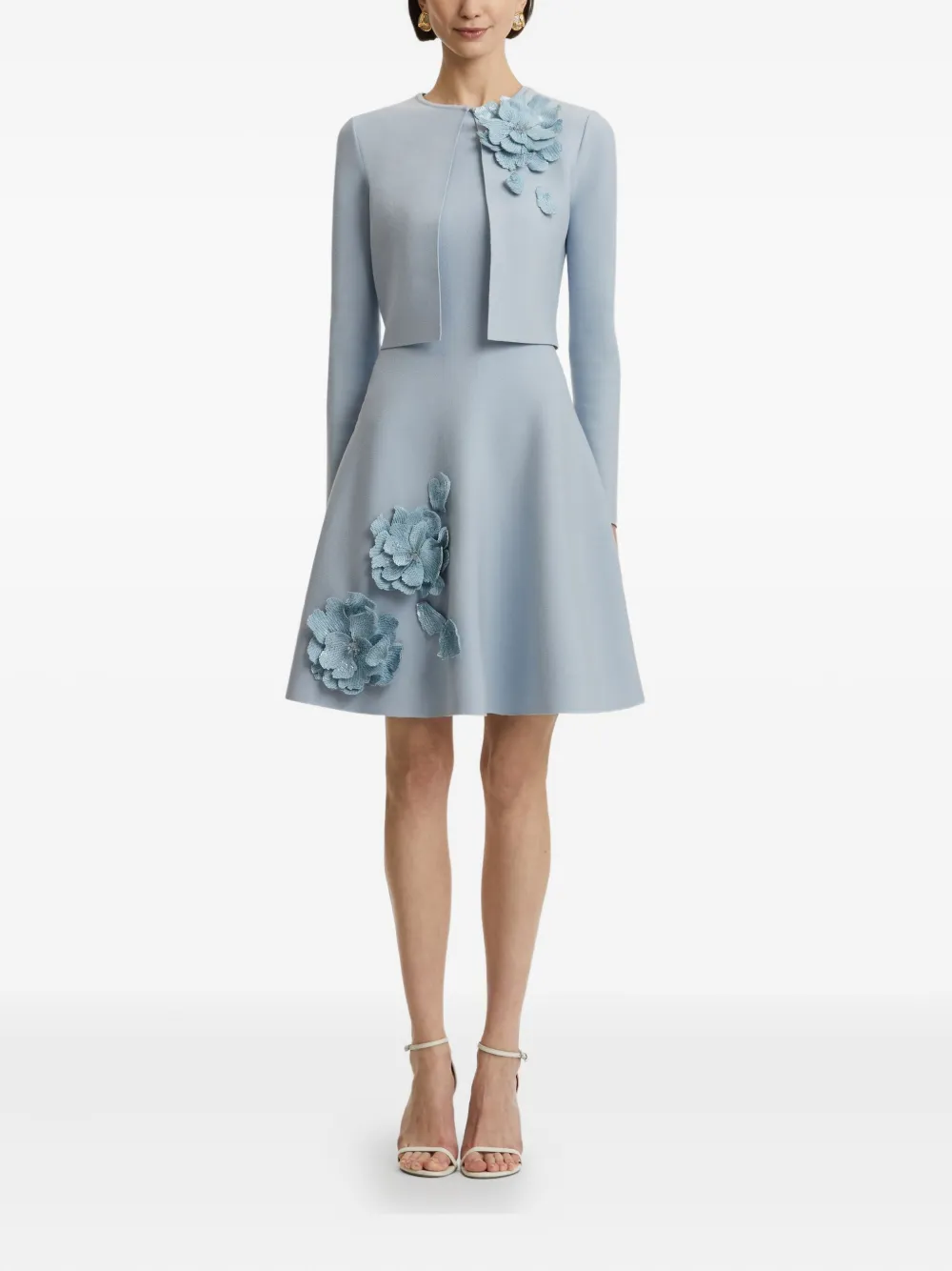 Oscar de la Renta Jurk met bloemenpatch - Blauw