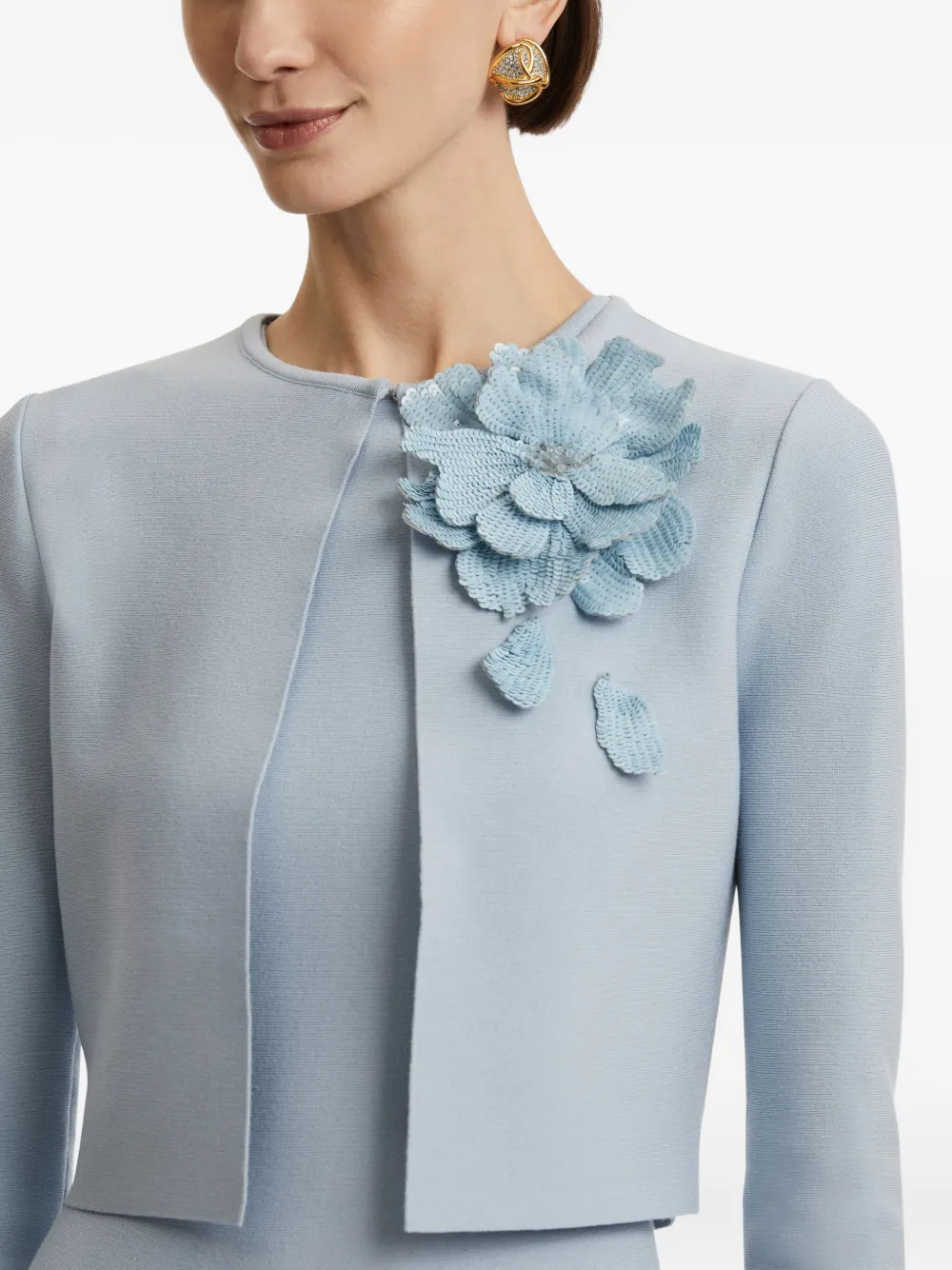 Oscar de la Renta Jurk met bloemenpatch Blauw