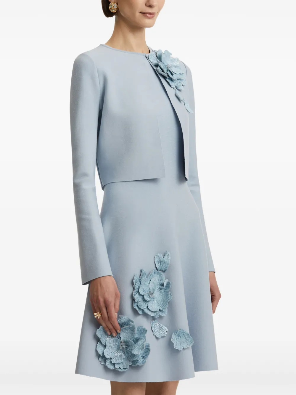 Oscar de la Renta Jurk met bloemenpatch Blauw