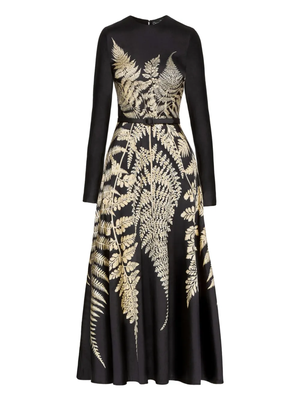 Oscar de la Renta fern-print belted midi dress | Black | Image 1
