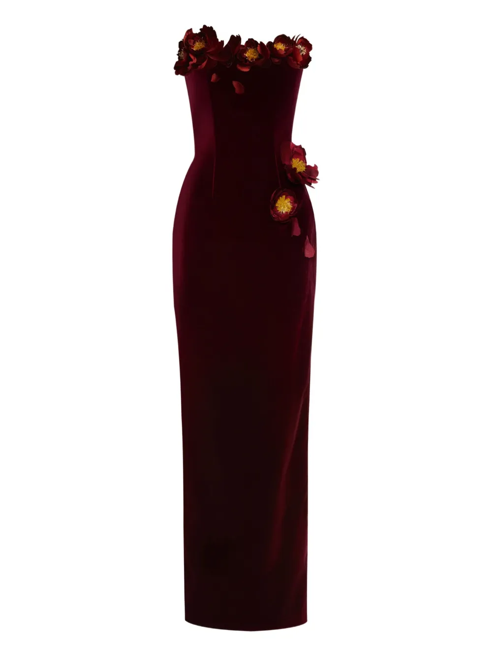 Oscar de la Renta フローラルアップリケ ドレス - レッド Oscar de la Renta フローラルアップリケ ドレス - レッド