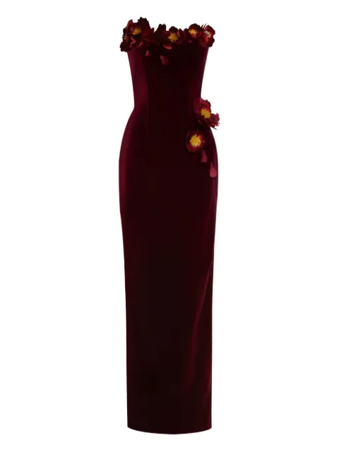 Oscar de la Renta فستان سهرة مخملي بأبليكة زهور
